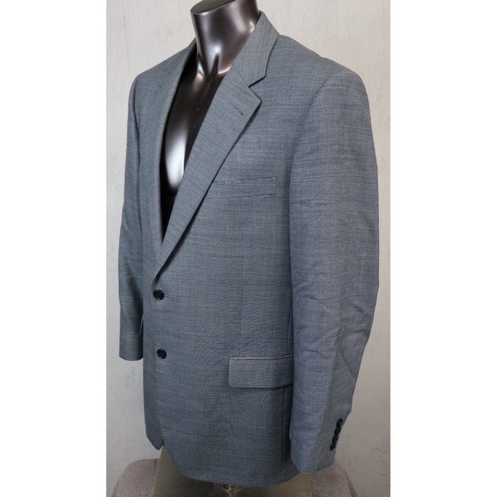 Jos A Bank 46L Blue‎ Birdseye 100% Wool Mens Suit Jacket Sport Coat Nailhead - Picture 3 of 10